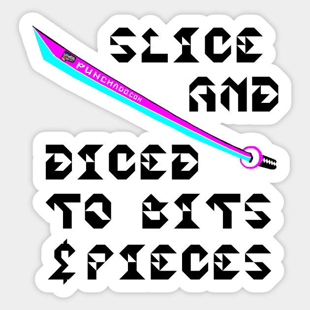 Slice And Diced To Bits and Pieces, v. Code Cyan Magenta Blk Text Sticker by punchado